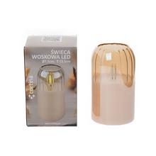 LED sviečka so zlatým skleneným krytom.