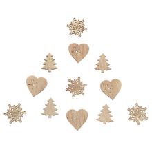 Drevené ozdoby v prírodnom mixe, rôzne tvary.