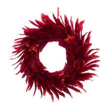 Bordový veniec z peria s priemerom 40 cm.