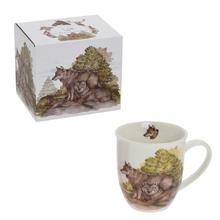 Keramická šálka s motívom vlkov, objem 400ml.