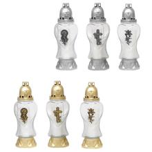 Náhrobné sviečky v čírom skle so srdcovým tvarom.