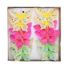 Farebné motýle na klipe, sada 12 kusov.