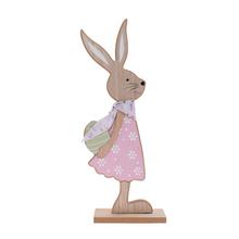 Drevená zajačica na podstavci s vajíčkom, fialová