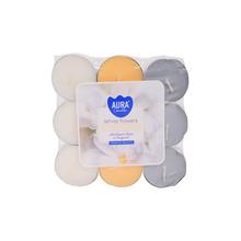 Sada voňavých čajových sviečok s bielymi kvetmi.