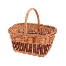 Kôš z prútia s uchom, hnedý a svetlý, ideálny na uskladnenie.