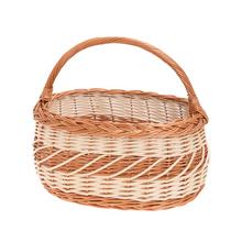 Kôš z prútia s rukoväťou, hnedo-biely