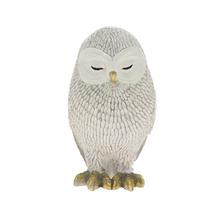 Bielo-zlatá keramická sova sediaca.