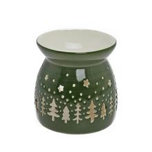 Čierna aromalampa s vzorom stromčekov a hviezd.