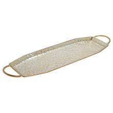 Hranatá strieborná tácka s dvoma uchami.