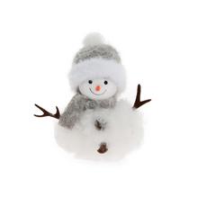 Snehuliak bielo/sivý textil 15 cm