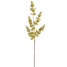 Umelý konár eukalyptu v zlatej farbe s glitrami.