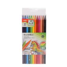 Pastelky DELI bezdrevé šesťhranné celofarebné 12 farieb