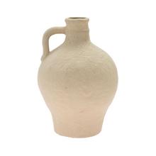 Biela váza s uchom z porcelánu.