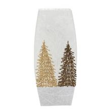 Vysoká biela váza so stromami a LED osvetlením.