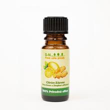 Esenciálny olej Citrón-Zázvor v malej fľaštičke.