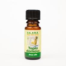 Esenciálny olej Teplo domova v hnedej fľaši.