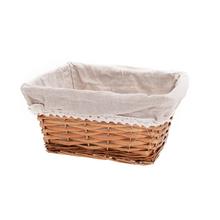 Hnedý obdĺžnikový košík s bielou látkou