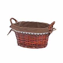 Oválny košík s rúčkou v tmavo hnedej farbe.