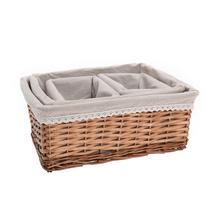 Sada obdélníkových košíků s látkovým vnitřkem v hnědé barvě.