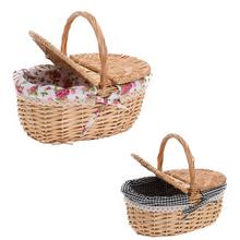 Prúty piknikový košík oválny tmavo hnedý s rúčkou.