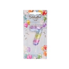 Tortová sviečka číslo 7 v ružovo-striebornom prevedení.