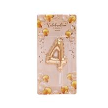 Zlatá tortová sviečka číslo 4