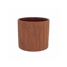 Medený kvetináč s rozmermi 10,5x8,5 cm.