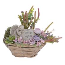 Smútočná väzba s anjelikom a kvetmi.