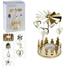 Svietnik na čajovku v zlatej farbe s kolotočom.