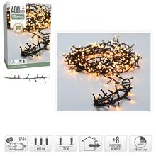 Teplá biela LED svetielka s 400 LED diódami, dĺžka 8m, vonkajšie a vnútorné použitie.