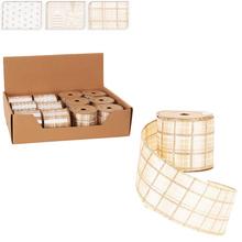 Zlatá stuha na vianočné dekorácie, 270x6cm.