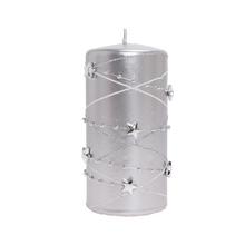 Strieborná vianočná sviečka s hviezdami