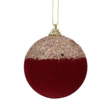 Vianočná ozdoba z peny s flitrami, priemer 8 cm.