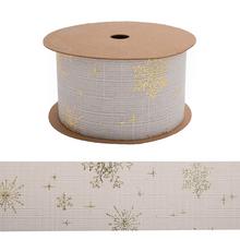 Vianočná stuha krémová s motívom snežienok.