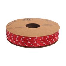 Vianočná stuha snehová, tmavočervená, 0,4 cm široká, 25 m dlhá.