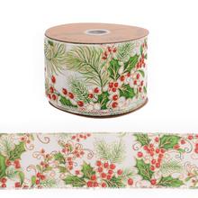 Vianočná stuha s imelo, 6,3cm x 10m.