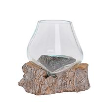 Kvetináč z teakového dreva so sklom