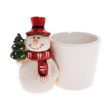 Obal so snehuliakom, keramický kvetináč s vianočným motívom.