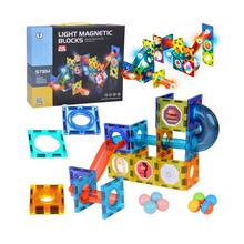 Magnetické kocky, 49 kusov, osvetlené kocky pre deti.