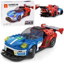 Technické bloky športového auta v modro-červenej farbe.