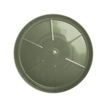 Sivá a zelená okrúhla miska pod kvetináč.