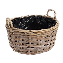 Oválny ratanový kôš s ušami a fóliou