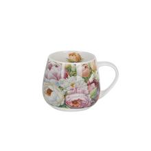 Keramická šálka s kvetinovým motívom pivoniek, objem 430ml.