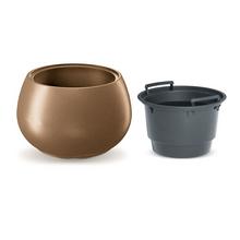 Okrúhly kvetináč s vkladom v hnedej farbe.