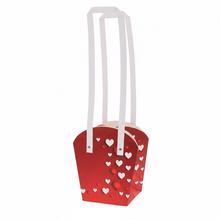 Veľká taška na kvety Valentín s bielymi srdiečkami.