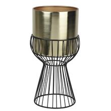 Kvetináč obal so stojanom, zlatý a čierny