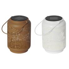 Solárny lampáš v dvoch farbách, kovový, stabilný.