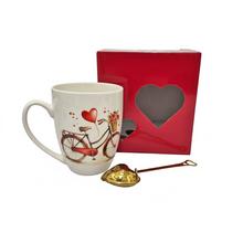 Šálka s čajítkom v tvare bicykla