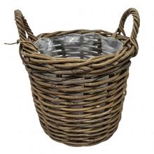 Veľký sivý ratanový kôš s uchom