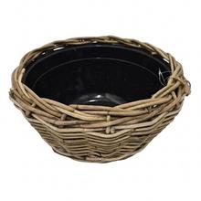 Kôš kubu ratan/plast sivý s guľou, pr.37/21cm